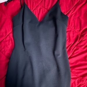 womens black open back dress